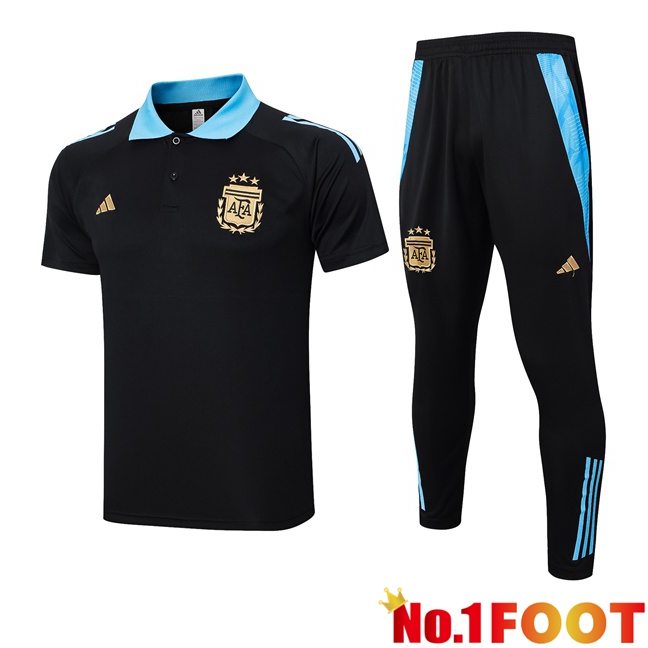 Argentina Soccer Polo + Training Pants Black 2024/2025