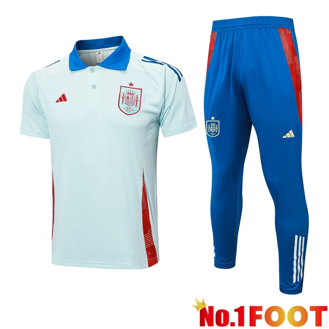 Spain Soccer Polo + Training Pants Blue 2024/2025 - Click Image to Close