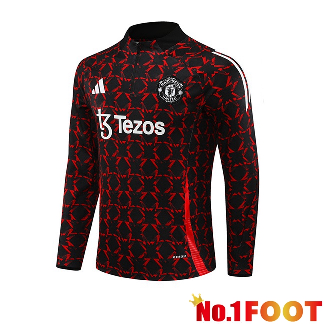 Manchester United Training Sweatshirt Black Red 2024/2025