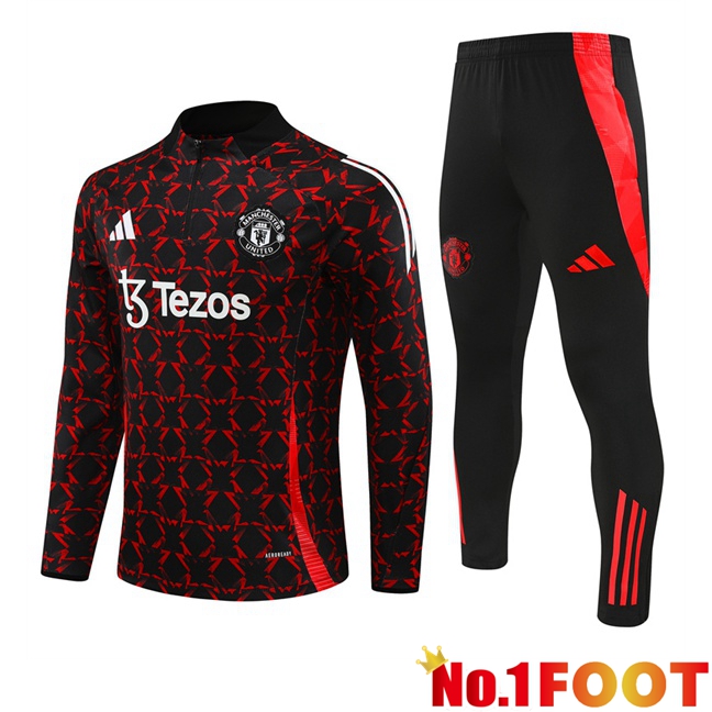 Manchester United kit Training Tracksuit Black Red 2024/2025