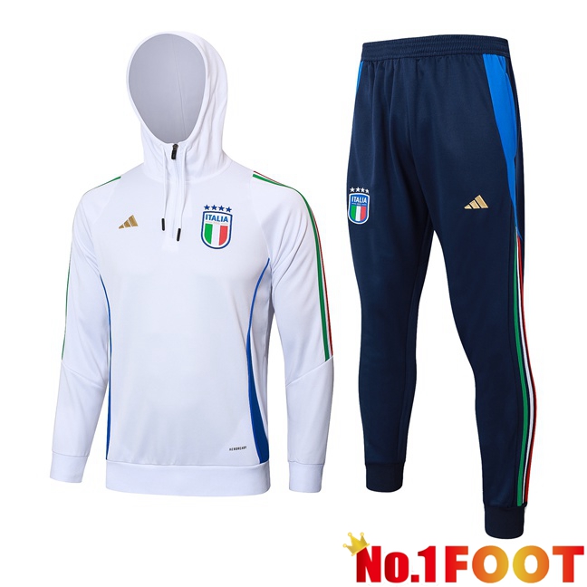 Italy Training Tracksuit Sweatshirt HoodieWhite 2024/2025