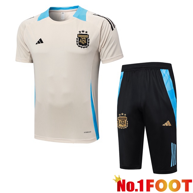 Argentina kit Training T Shirt + Shorts Yellow 2024/2025