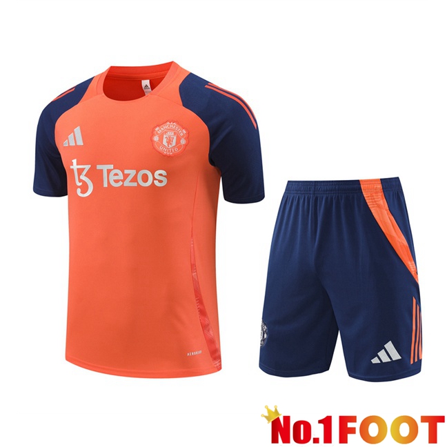 Manchester United kit Training T Shirt + Shorts Orange 2024/2025