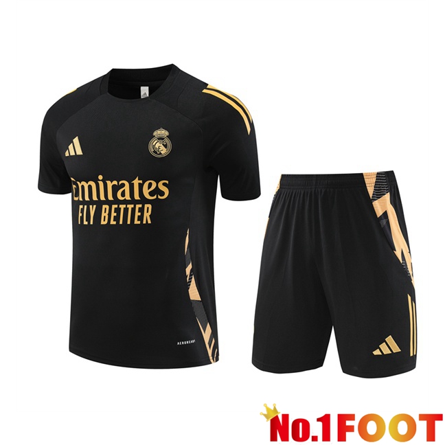 Real Madrid kit Training T Shirt + Shorts Black 2024/2025