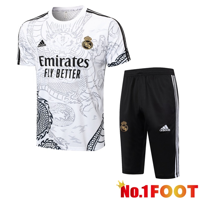 Real Madrid kit Training T Shirt + Shorts White 2024/2025