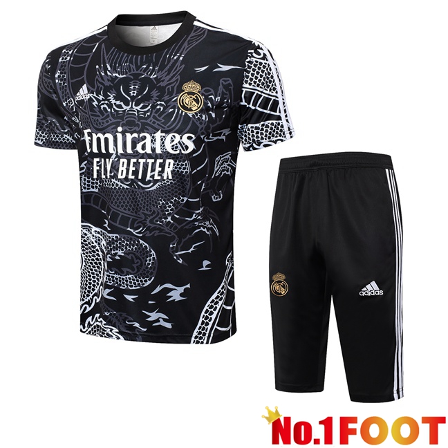 Real Madrid kit Training T Shirt + Shorts Black 2024/2025