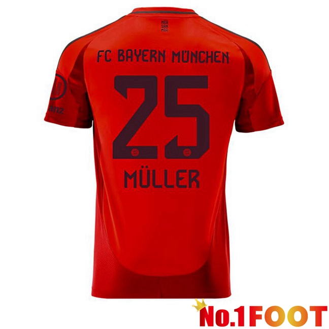 Bayern Munich (Müller 25) Home Soccer Jersey Red 2024/2025