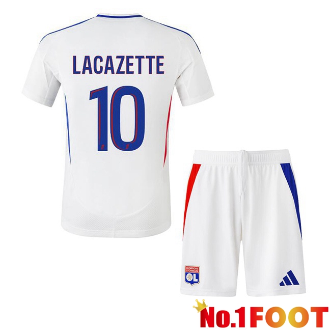 lyon OL (LACAZETTE 10) Kids Home Soccer Jersey White 2024/2025