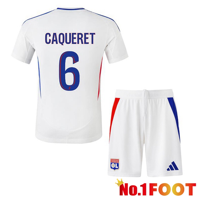 lyon OL (CAQUERET 6) Kids Home Soccer Jersey White 2024/2025