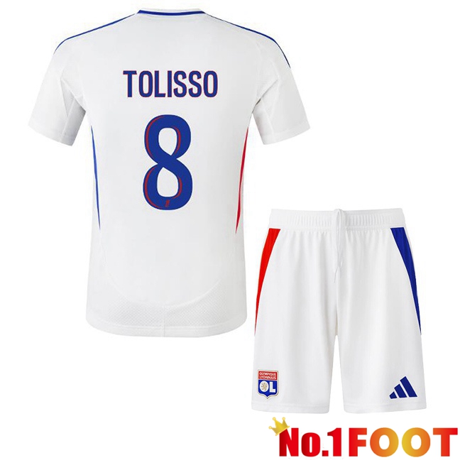 lyon OL (TOLISSO 8) Kids Home Soccer Jersey White 2024/2025