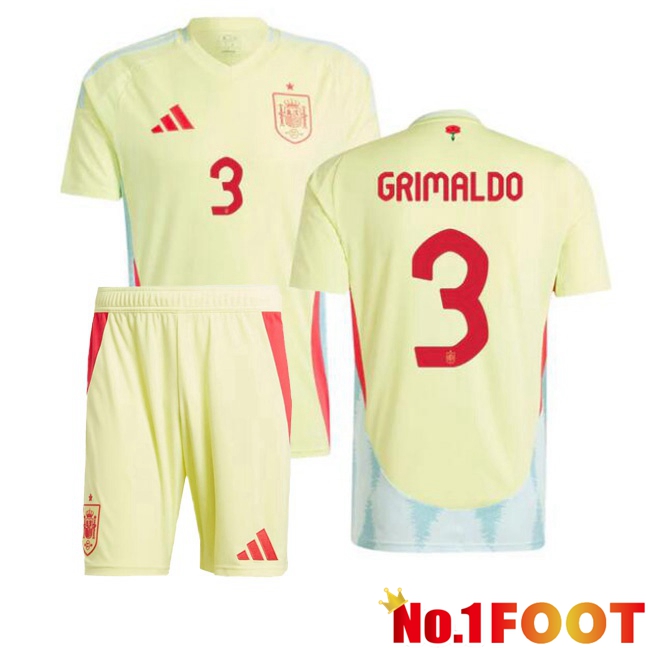 Spain (GRIMALDO 3) Kids Away Soccer Jersey Yellow 2024/2025