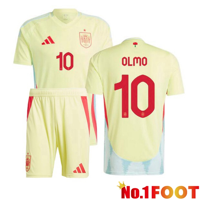 Spain (OLMO 10) Kids Away Soccer Jersey Yellow 2024/2025