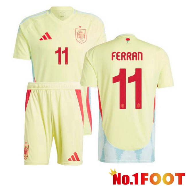 Spain (FERRAN 11) Kids Away Soccer Jersey Yellow 2024/2025