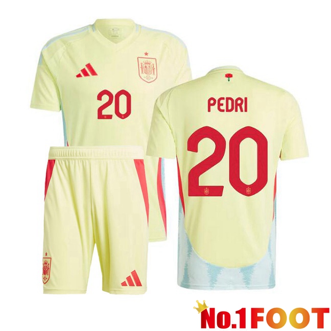 Spain (PEDRI 20) Kids Away Soccer Jersey Yellow 2024/2025