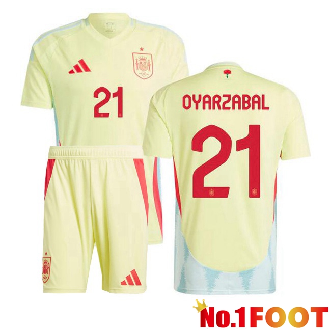 Spain (OYARZABAL 21) Kids Away Soccer Jersey Yellow 2024/2025