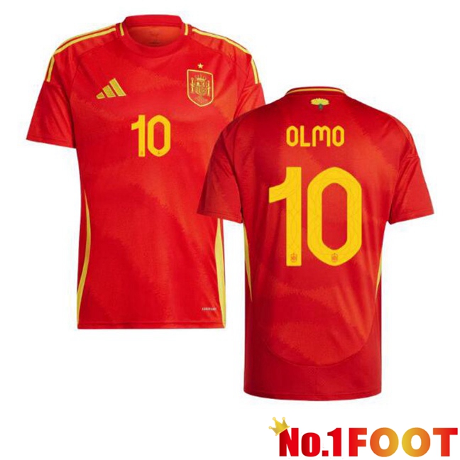 Spain (OLMO 10) Home Soccer Jersey Red 2024/2025