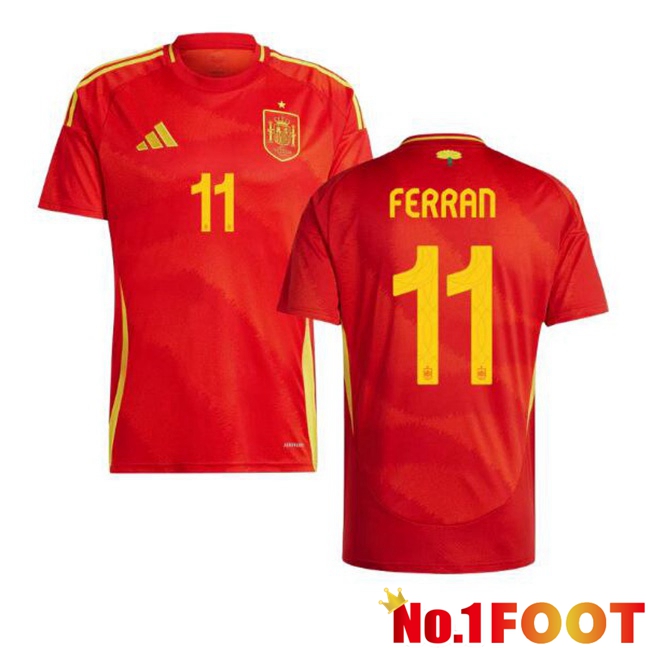 Spain (FERRAN 11) Home Soccer Jersey Red 2024/2025