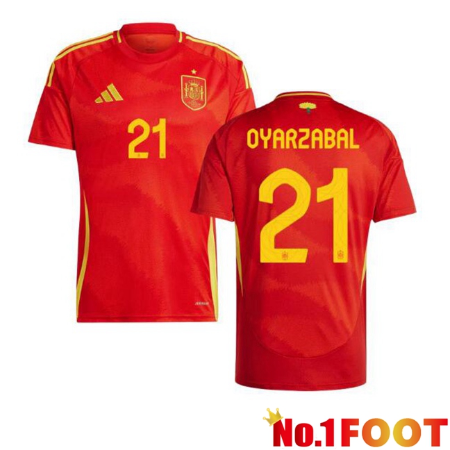 Spain (OYARZABAL 21) Home Soccer Jersey Red 2024/2025