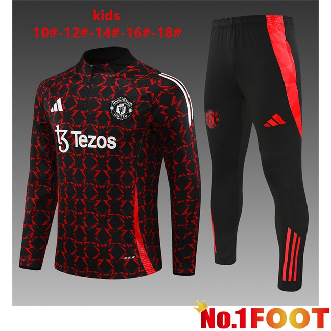 Manchester United Kids kit Training Tracksuit Red Black 2024/2025