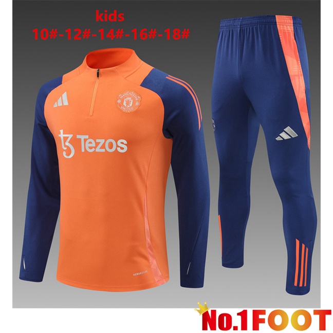 Manchester United Kids kit Training Tracksuit Orange 2024/2025