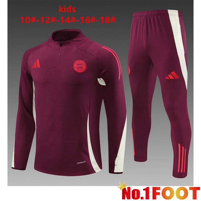 Bayern Munich Kids kit Training Tracksuit Red 2024/2025