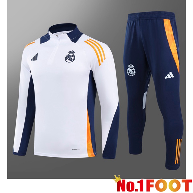 Real Madrid Kids kit Training Tracksuit White 2024/2025 - Click Image to Close