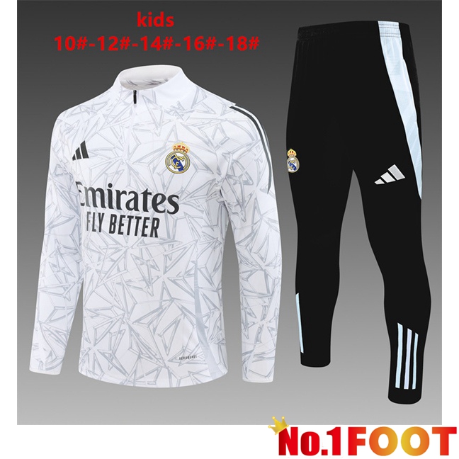 Real Madrid Kids kit Training Tracksuit White 2024/2025 - Click Image to Close