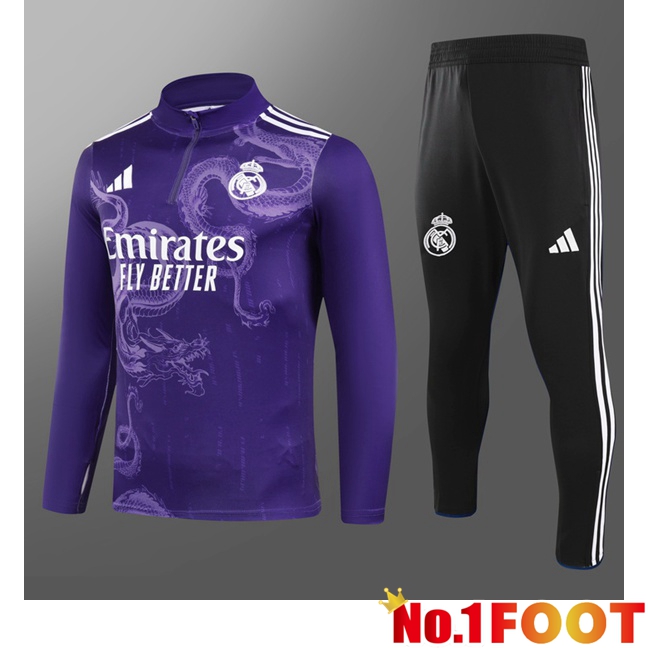 Real Madrid Kids kit Training Tracksuit Purple 2024/2025