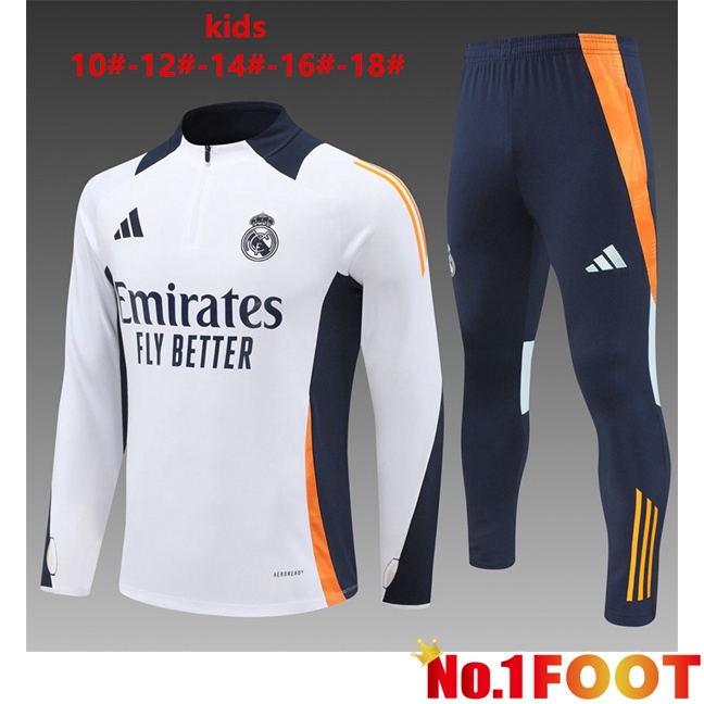 Real Madrid Kids kit Training Tracksuit White 2024/2025