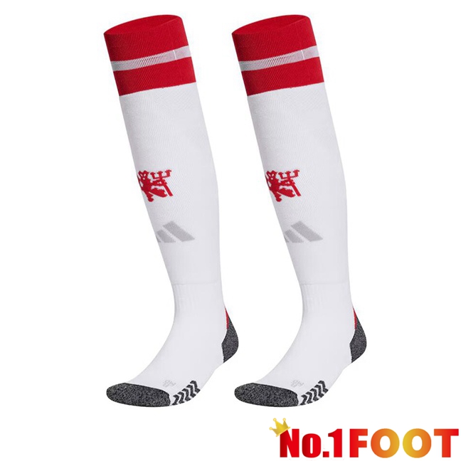 Manchester United Home Soccer Socks White 2024/2025