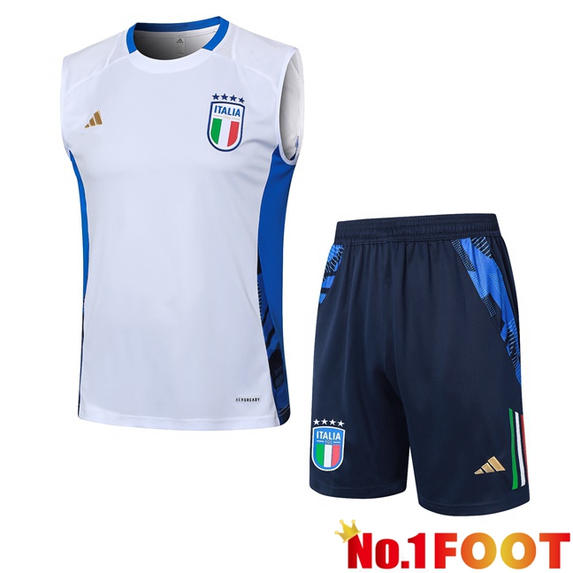 Italy Soccer Vest + Shorts White 2024/2025