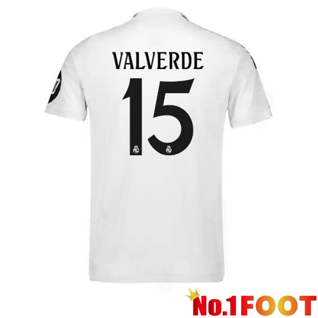 Real Madrid (Valverde 15) Home Soccer Jersey White 2024/2025