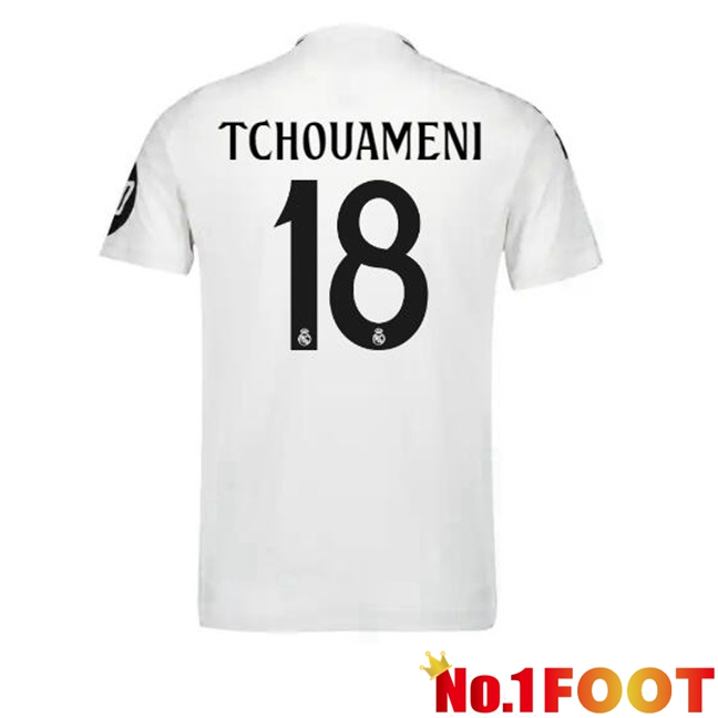 Real Madrid (Tchouameni 18) Home Soccer Jersey White 2024/2025