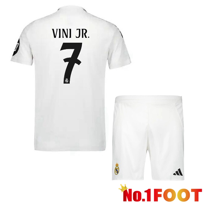 Real Madrid (Vini Jr. 7) Kids Home Soccer Jersey White 2024/2025