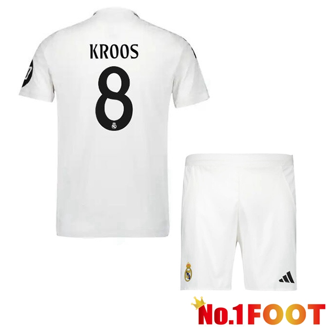 Real Madrid (Kroos 8) Kids Home Soccer Jersey White 2024/2025