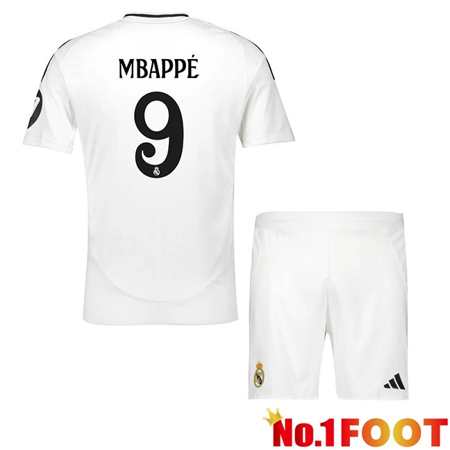 Real Madrid (Mbappé 9) Kids Home Soccer Jersey White 2024/2025