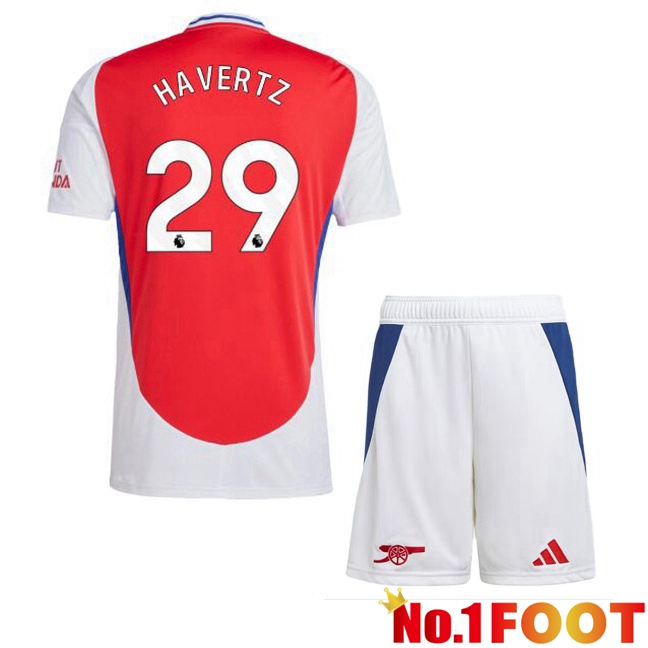 Arsenal (HAVERTZ 29) Kids Home Soccer Jersey Red White 2024/2025