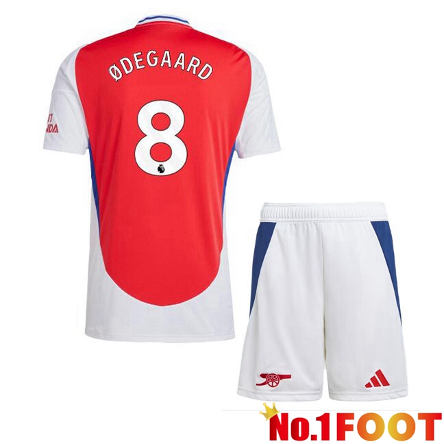 Arsenal (ØDEGAARD 8) Kids Home Soccer Jersey Red White 2024/2025