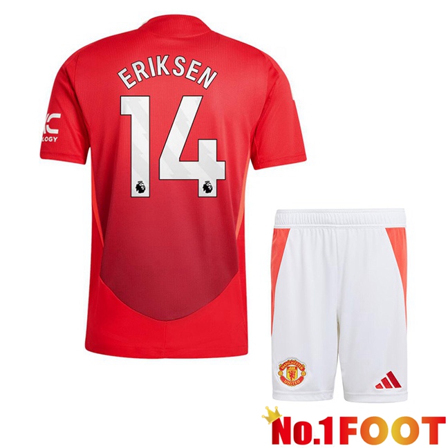 Manchester United (Eriksen 14) Kids Home Soccer Jersey Red 2024/2025