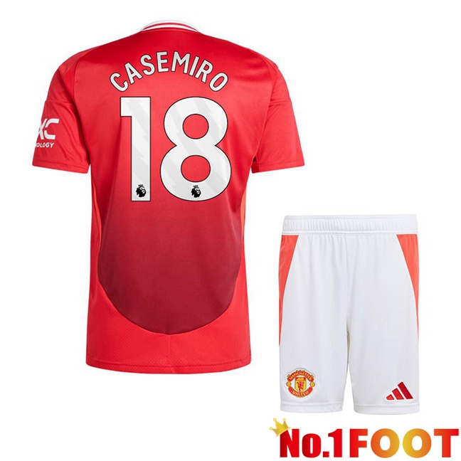 Manchester United (Casemiro 18) Kids Home Soccer Jersey Red 2024/2025