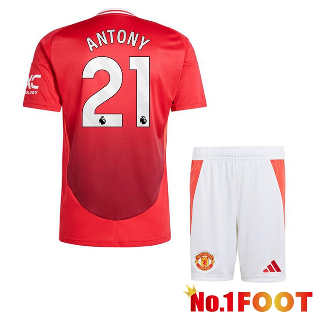 Manchester United (Antony 21) Kids Home Soccer Jersey Red 2024/2025