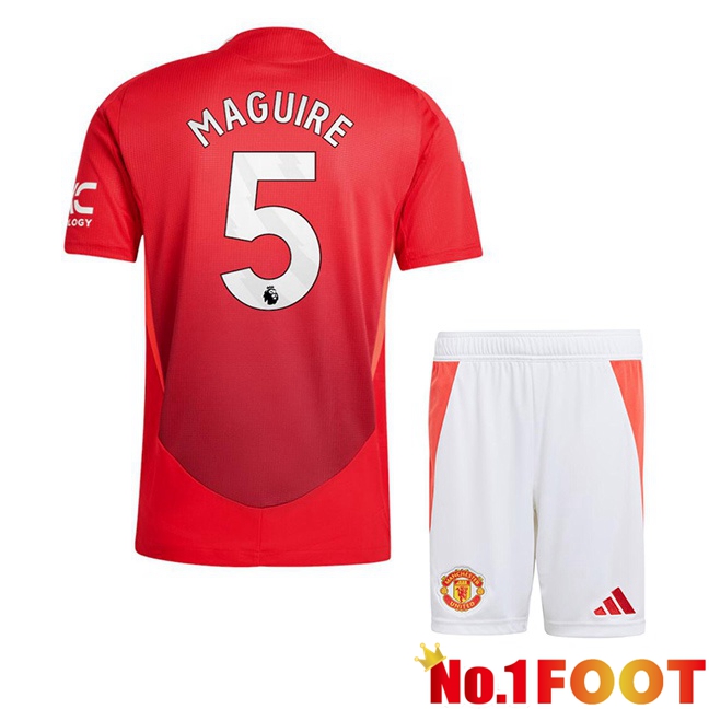 Manchester United (Maguire 5) Kids Home Soccer Jersey Red 2024/2025