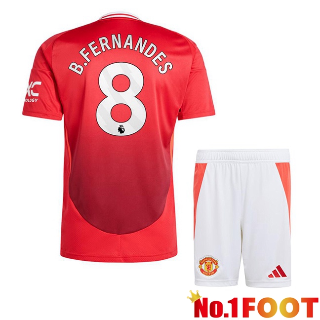 Manchester United (B.Fernandes 8) Kids Home Soccer Jersey Red 2024/2025