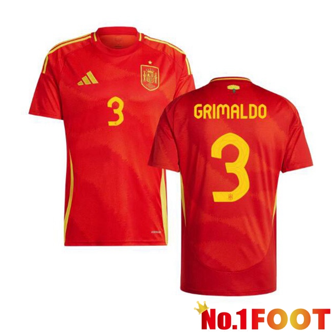 Spain (GRIMALDO 3) Home Soccer Jersey Red UEFA Euro 2024