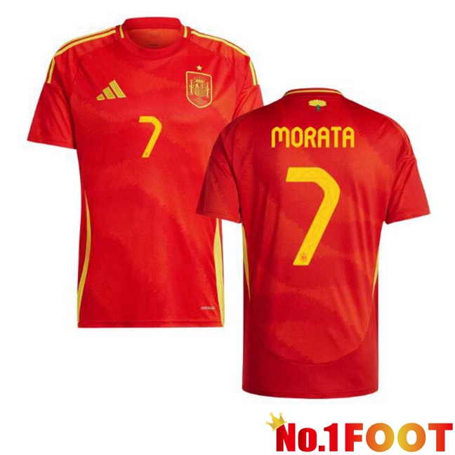 Spain (MORATA 7) Home Soccer Jersey Red UEFA Euro 2024