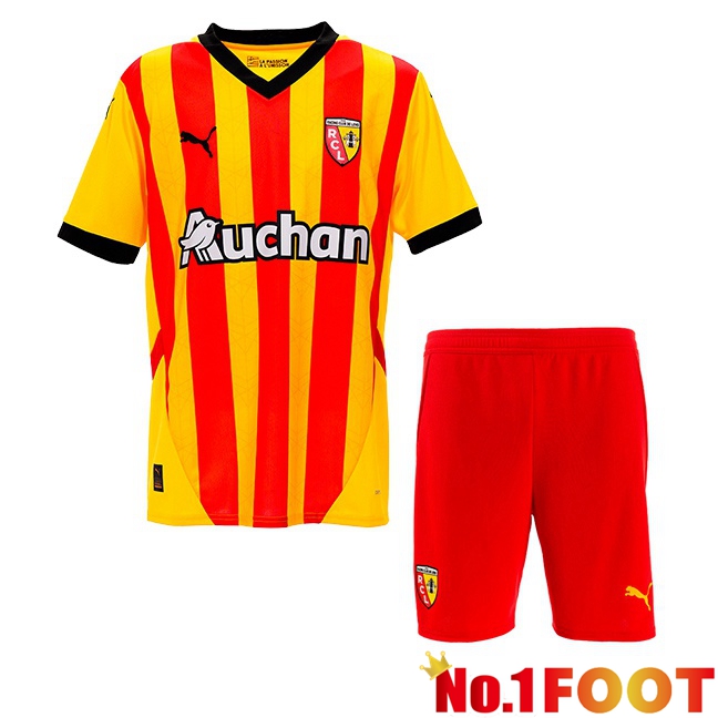 RC Lens Kids Home Soccer Jersey Yellow Red 2024/2025