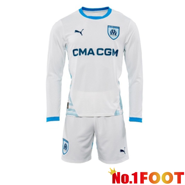 Marseille OM Kids Home Soccer Jersey Long sleeve White 2024/2025