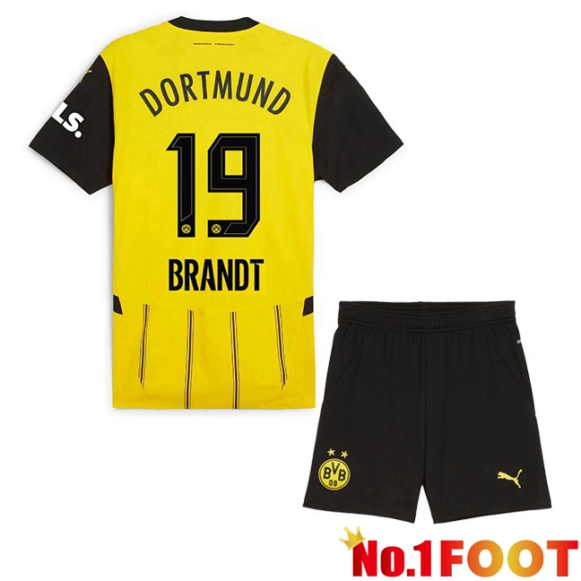 Dortmund BVB (Brandt 19) Kids Home Soccer Jersey Yellow 2024/2025