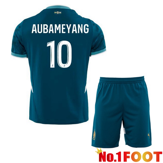 Marseille OM (AUBAMEYANG 10) Kids Away Soccer Jersey Blue 2024/2025