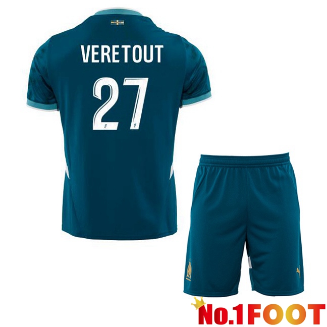 Marseille OM (VERETOUT 27) Kids Away Soccer Jersey Blue 2024/2025